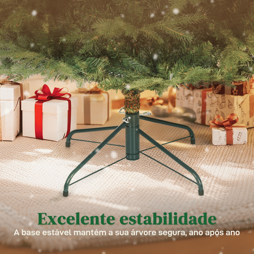 HOMCOM Árvore de Natal Artificial 150 cm Árvore de Natal com 1186 Ramos Densos Suporte Metálico Dobrável Montagem Fácil para Interior Verde