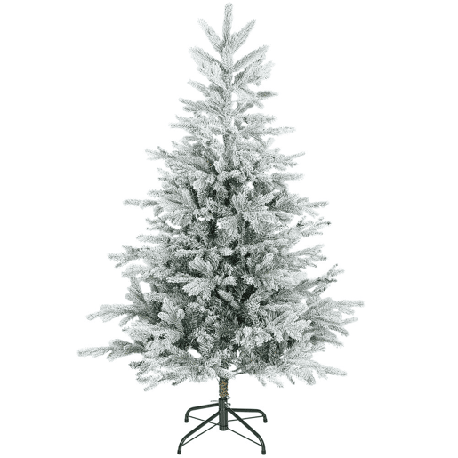 HOMCOM Árvore de Natal Artificial 150 cm Árvore de Natal Nevada Abeto Artificial com 828 Ramos Base Dobrável e Fácil de Montar Decoração para Casa Escritório Festas Verde