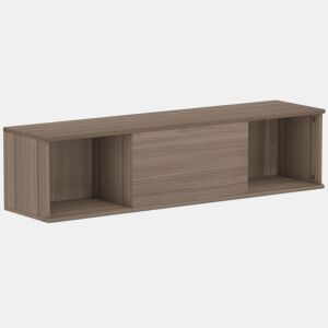 HOMCOM Armário de Parede Móvel para TV Suspenso com 2 Compartimentos Abertos e Porta Rebatível 120x30x29,5 cm Marrom Escuro