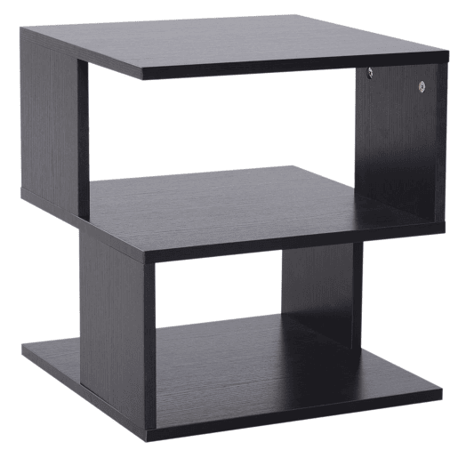 HOMCOM Mesa Auxiliar Mesa de Cabeceira Mesa Centro de 2 Níveis com Prateleira de Armazenamento para Sala Quarto Estante 40x40x43 cm Preto
