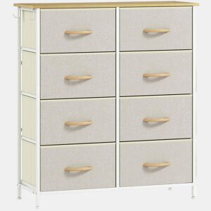 HOMCOM Cómoda Alta de Tecido com 8 Gavetas 4 Bolsos Laterais 2 Ganchos e Estrutura de Aço Cómoda para Quarto Sala de Estar Corredor 86x30x94,5 cm Bege