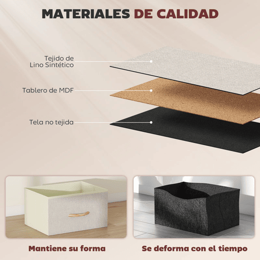 HOMCOM Cómoda Alta de Tecido com 8 Gavetas 4 Bolsos Laterais 2 Ganchos e Estrutura de Aço Cómoda para Quarto Sala de Estar Corredor 86x30x94,5 cm Bege