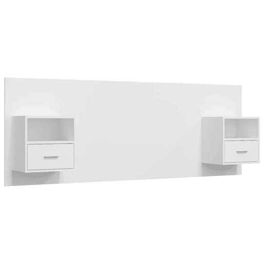 Cabeceira - Cabeceira de cama cama + armários madeira processada branco