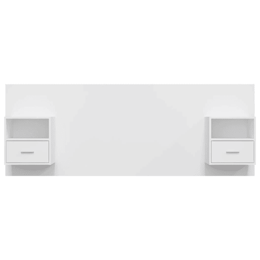 Cabeceira - Cabeceira de cama cama + armários madeira processada branco
