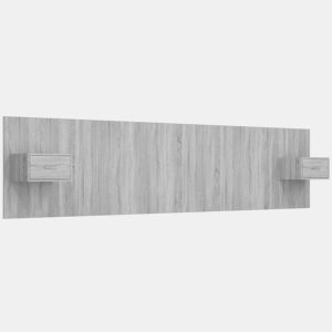 Cabeceira - Cabeceira de cama cama + armários madeira processada sonoma cinzento