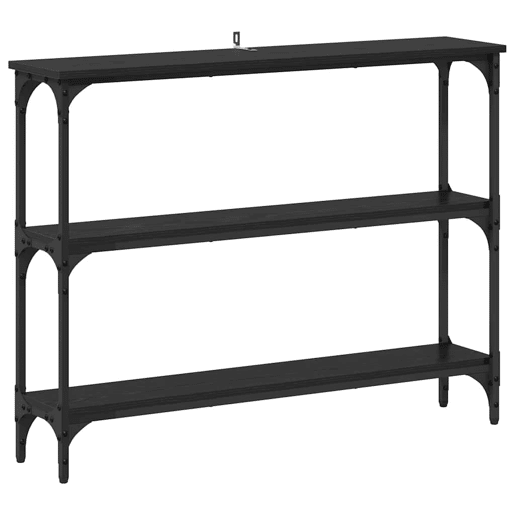Mesa Consola - Mesa De Entrada com prateleira Carvalho preto 100 x 22.5 x 75 cm
