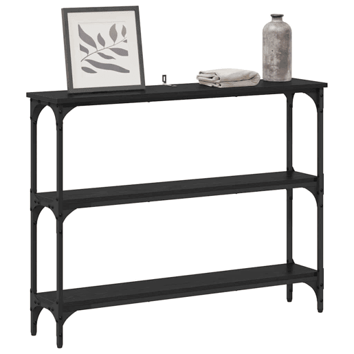 Mesa Consola - Mesa De Entrada com prateleira Carvalho preto 100 x 22.5 x 75 cm