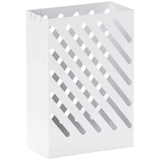 HOMCOM Suporte para Guarda-Chuvas de Aço Galvanizado com Bandeja de Gotejamento Removível 4 Ganchos Design de Elegante para Entrada Corredor Escritório 28x14x41 cm Branco