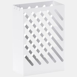 HOMCOM Suporte para Guarda-Chuvas de Aço Galvanizado com Bandeja de Gotejamento Removível 4 Ganchos Design de Elegante para Entrada Corredor Escritório 28x14x41 cm Branco