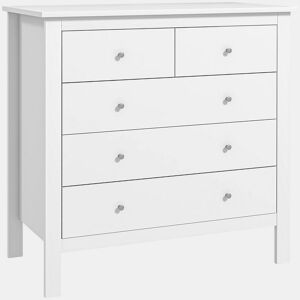 Cómoda HOMCOM com 5 Gavetas Cómoda de Quarto com Pés Elevados Cómoda para Sala Escritório Estilo Moderno 79x39,5x80,5 cm Branco