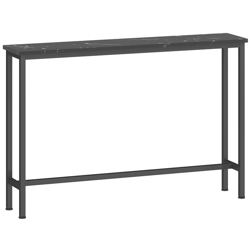 Homcom mesa consola moderna 100 cm consola recibidor estrecha mesa de sofá con superficie con efecto mármol y marco de metal para entrada sala de estar negro
