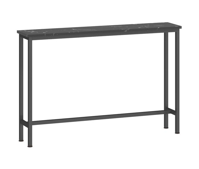 Homcom mesa consola moderna 100 cm consola recibidor estrecha mesa de sofá con superficie con efecto mármol y marco de metal para entrada sala de estar negro