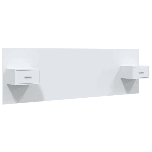 Cabeceira - Cabeceira de cama cama + armários madeira processada branco