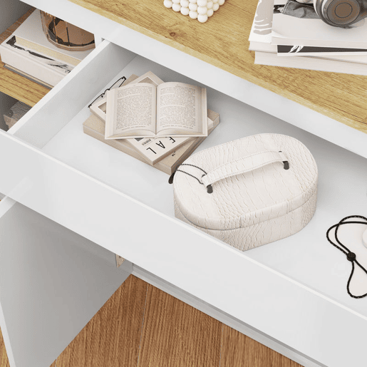 HOMCOM Aparador de Sala de Estar Aparador com 4 Portas Gaveta e Prateleiras Ajustáveis Móvel Aparador para Sala de Estar Dormitório 140x40x75 cm Madeira e Branco Brilhante HOMCOM Aparador de Sala de Estar Aparador com 4 Portas Gaveta e Prateleiras Ajustáveis Móvel Aparador para Sala de Estar Dormitório 140x40x75 cm Madeira e Branco Brilhante