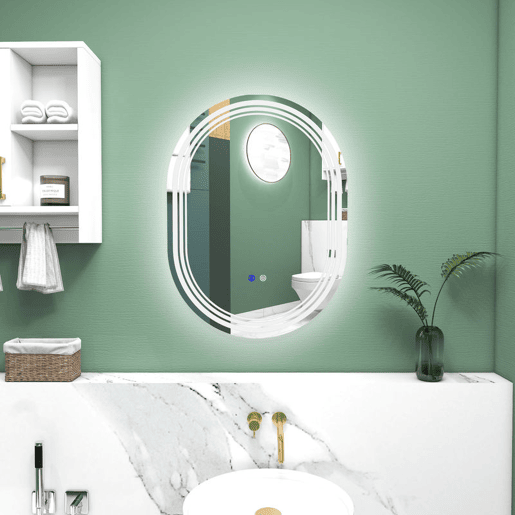 kleankin Espelho Casa de Banho com Iluminação 70x50 cm Espelho de Parede com 3 Cores de Luz Brilho Ajustável Função Anti-Embaciamento Função Memória Interruptor Tátil IP44 Hotizontal ou Vertical