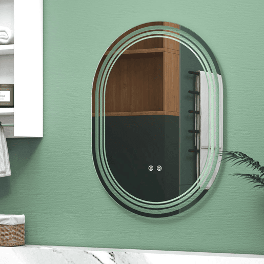 kleankin Espelho Casa de Banho com Iluminação 70x50 cm Espelho de Parede com 3 Cores de Luz Brilho Ajustável Função Anti-Embaciamento Função Memória Interruptor Tátil IP44 Hotizontal ou Vertical