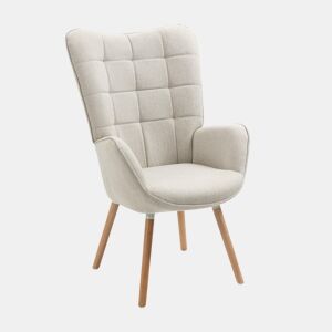 MEUBLES COSY Cadeira De Relax Estofada Em Tecido Bege Com Encosto Alto Ergonómico Assento Acolchoado Pernas Em Madeira Estilo Moderno Medidas 106x66x53 Cm Altura Do Assento 45 Cm Ideal Para Sala Quarto Escritório
