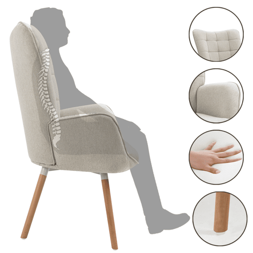 MEUBLES COSY Cadeira De Relax Estofada Em Tecido Bege Com Encosto Alto Ergonómico Assento Acolchoado Pernas Em Madeira Estilo Moderno Medidas 106x66x53 Cm Altura Do Assento 45 Cm Ideal Para Sala Quarto Escritório