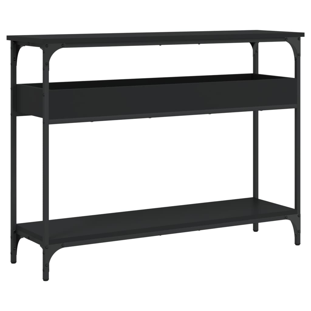 Mesa consola - mesa de entrada con estante madera ingeniería negra 100x29x75 cm