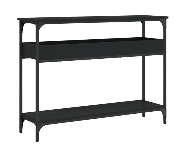Mesa consola - mesa de entrada con estante madera ingeniería negra 100x29x75 cm