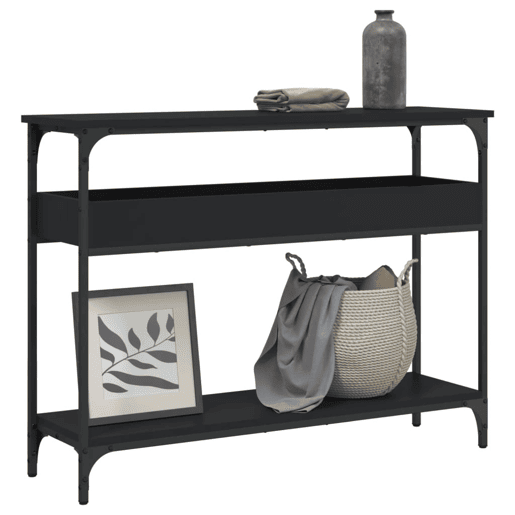 Mesa Consola - Mesa De Entrada c prateleira 100x29x75 cm derivados madeira preto