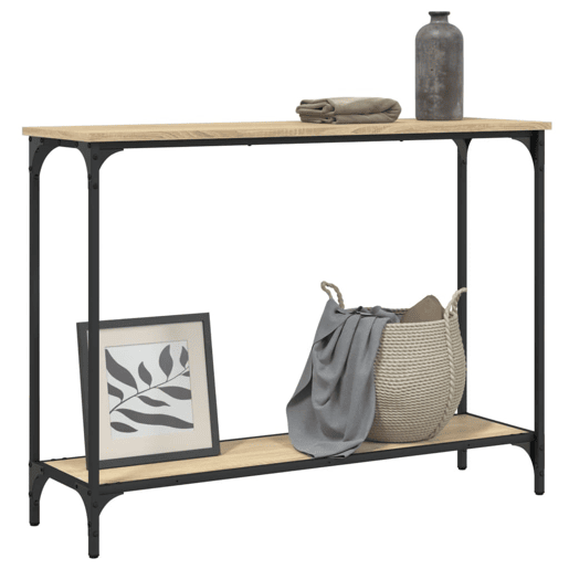 Mesa Consola - Mesa De Entrada 101x30,5x75cm derivados de madeira carvalho sonoma