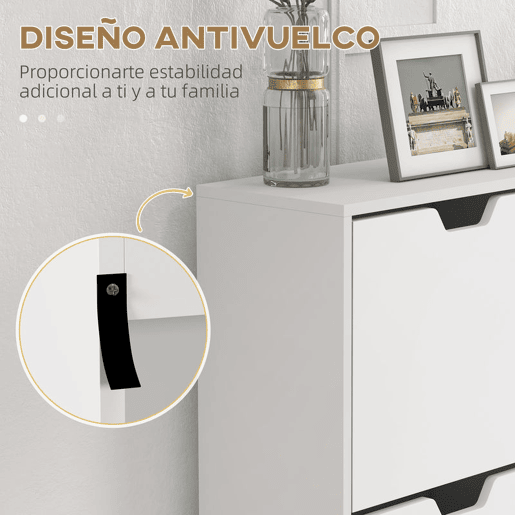HOMCOM Sapateira com 4 Gavetas e Prateleiras Ajustáveis Móvel para Sapatos de Corredor para 16 Pares de Sapatos 95x26x95 cm Branco