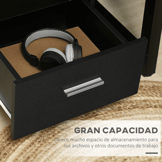 Vinsetto Bloco de Gavetas para Escritório Móvel de Arquivos com 3 Gavetas 4 Rodas e Fechadura com 2 Chaves para Escritório Secretária Casa 40x40x61,5 cm Preto