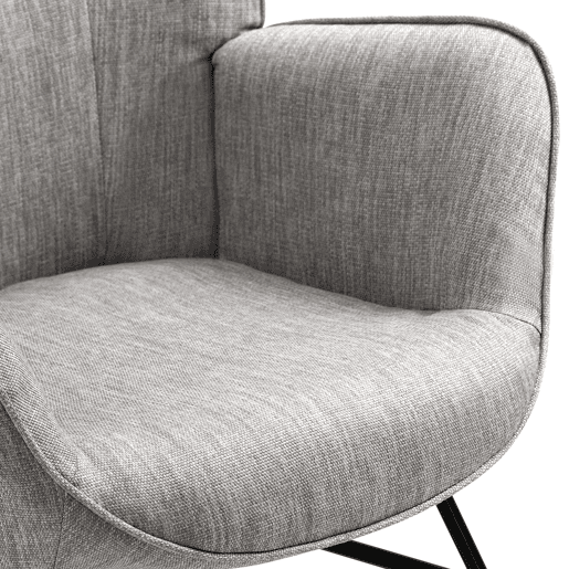 MEUBLES COSY Cadeira De Balanço De Relax Estofada Em Tecido Cinza Com Encosto Alto Ergonómico Apoios De Braço Acolchoados Base Em Madeira Natural E Metal Design Moderno Medidas 98x68x85 Cm Suporta Até 120 Kg Ideal Para Sala Quarto