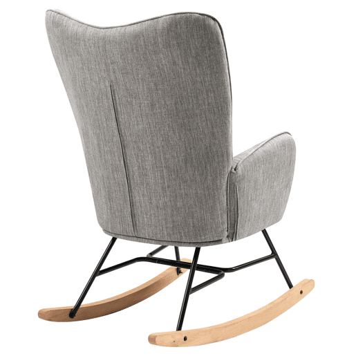 MEUBLES COSY Cadeira De Balanço De Relax Estofada Em Tecido Cinza Com Encosto Alto Ergonómico Apoios De Braço Acolchoados Base Em Madeira Natural E Metal Design Moderno Medidas 98x68x85 Cm Suporta Até 120 Kg Ideal Para Sala Quarto