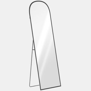 HOMCOM Espelho de Pé Espelho de Corpo Inteiro 60x165 cm Espelho de Parede com Estrutura de Liga de Alumínio e Suporte para Sala Quarto Banheiro Preto