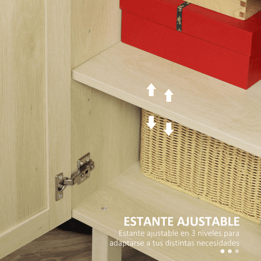HOMCOM Aparador 3 Portas com Palhinha Aparador Estilo Cannage para Sala de Estar com Prateleiras Ajustáveis para Sala de Jantar Entrada Quarto 136x41x70 cm Madeira