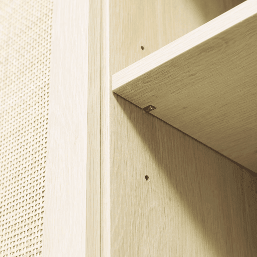 HOMCOM Aparador 3 Portas com Palhinha Aparador Estilo Cannage para Sala de Estar com Prateleiras Ajustáveis para Sala de Jantar Entrada Quarto 136x41x70 cm Madeira