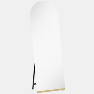 HOMCOM Espelho de Pé Curvado 160x50 cm Espelho de Corpo Inteiro sem Moldura Base de Madeira para Sala Quarto Corredor Entrada Prata e Preto