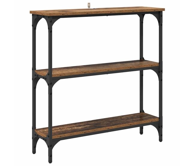 Mesa consola - mesa de entrada con estante madera vieja 75 x 22.5 x 75 cm