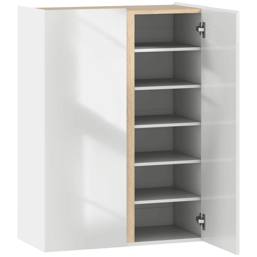 HOMCOM Sapateira de 6 Níveis com 2 Portas em Branco Brilhante Sapateira de Entrada com Fechamento Suave e Prateleiras Ajustáveis para 18 Pares de Sapatos 70x33,5x95 cm Branco