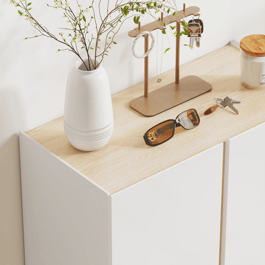 HOMCOM Sapateira de 6 Níveis com 2 Portas em Branco Brilhante Sapateira de Entrada com Fechamento Suave e Prateleiras Ajustáveis para 18 Pares de Sapatos 70x33,5x95 cm Branco