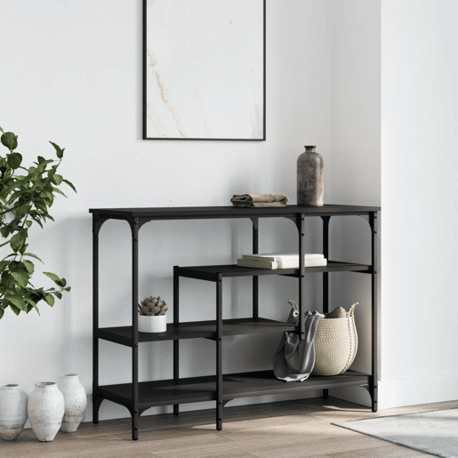 Mesa Consola - Mesa De Entrada c prateleiras 100x35x75 cm preto