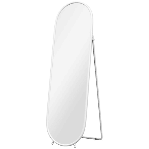 HOMCOM Espelho de Corpo Inteiro Oval 160x40 cm, Espelho de Pé com Suporte, 2 Modos de Utilização, Independente ou Encostado, para Sala, Entrada, Quarto, Closet, Branco