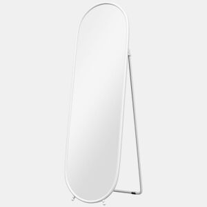 HOMCOM Espelho de Corpo Inteiro Oval 160x40 cm, Espelho de Pé com Suporte, 2 Modos de Utilização, Independente ou Encostado, para Sala, Entrada, Quarto, Closet, Branco
