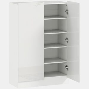 HOMCOM Sapateira de 2 Portas Brilhante com Fecho Suave, Sapateira para Entrada com Prateleiras Ajustáveis, Orifícios de Ventilação, Branco, para 20 Pares de Sapatos, 72x34,5x103 cm