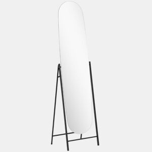 HOMCOM Espelho de Pé Arqueado 160x40 cm Espelho de Corpo Inteiro sem Moldura com Suporte de Metal para Sala Quarto Closet e Entrada Preto