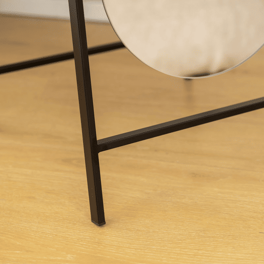 HOMCOM Espelho de Pé Arqueado 160x40 cm Espelho de Corpo Inteiro sem Moldura com Suporte de Metal para Sala Quarto Closet e Entrada Preto