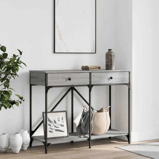 Mesa Consola - Mesa De Entrada 100x39x78,5 cm derivados madeira cinzento sonoma