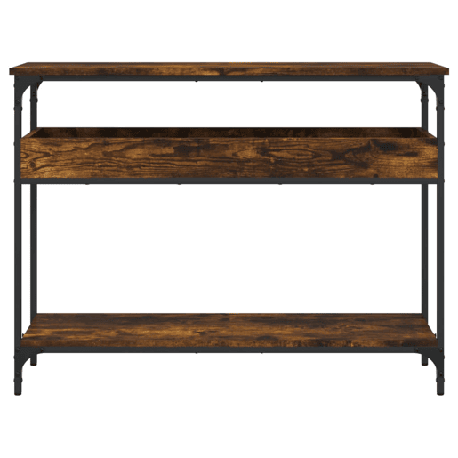 Mesa Consola - Mesa De Entrada c prateleira derivados de madeira carvalho fumado