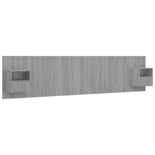 Cabeceira - Cabeceira de cama cama + armários madeira processada sonoma cinzento