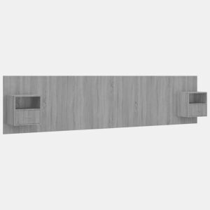 Cabeceira - Cabeceira de cama cama + armários madeira processada sonoma cinzento