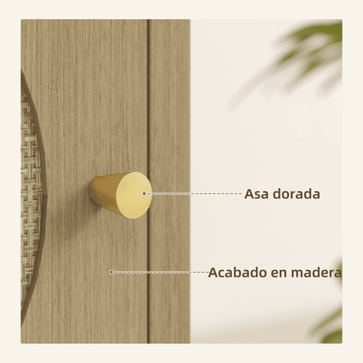 HOMCOM Mesa de Cabeceira com Porta de Vime Mesa de Cabeceira com Prateleira Aberta e Compartimento Móvel Auxiliar para Quarto Sala 40x35x55 cm Madeira