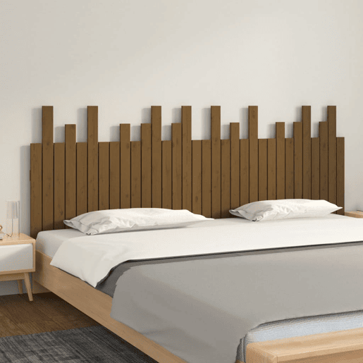 Cabeceira - Cabeceira de cama de parede 204x3x80 cm pinho maciço castanho-mel