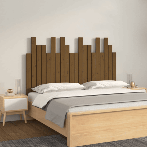 Cabeceira - Cabeceira de cama de parede 127,5x3x80 cm pinho maciço castanho-mel